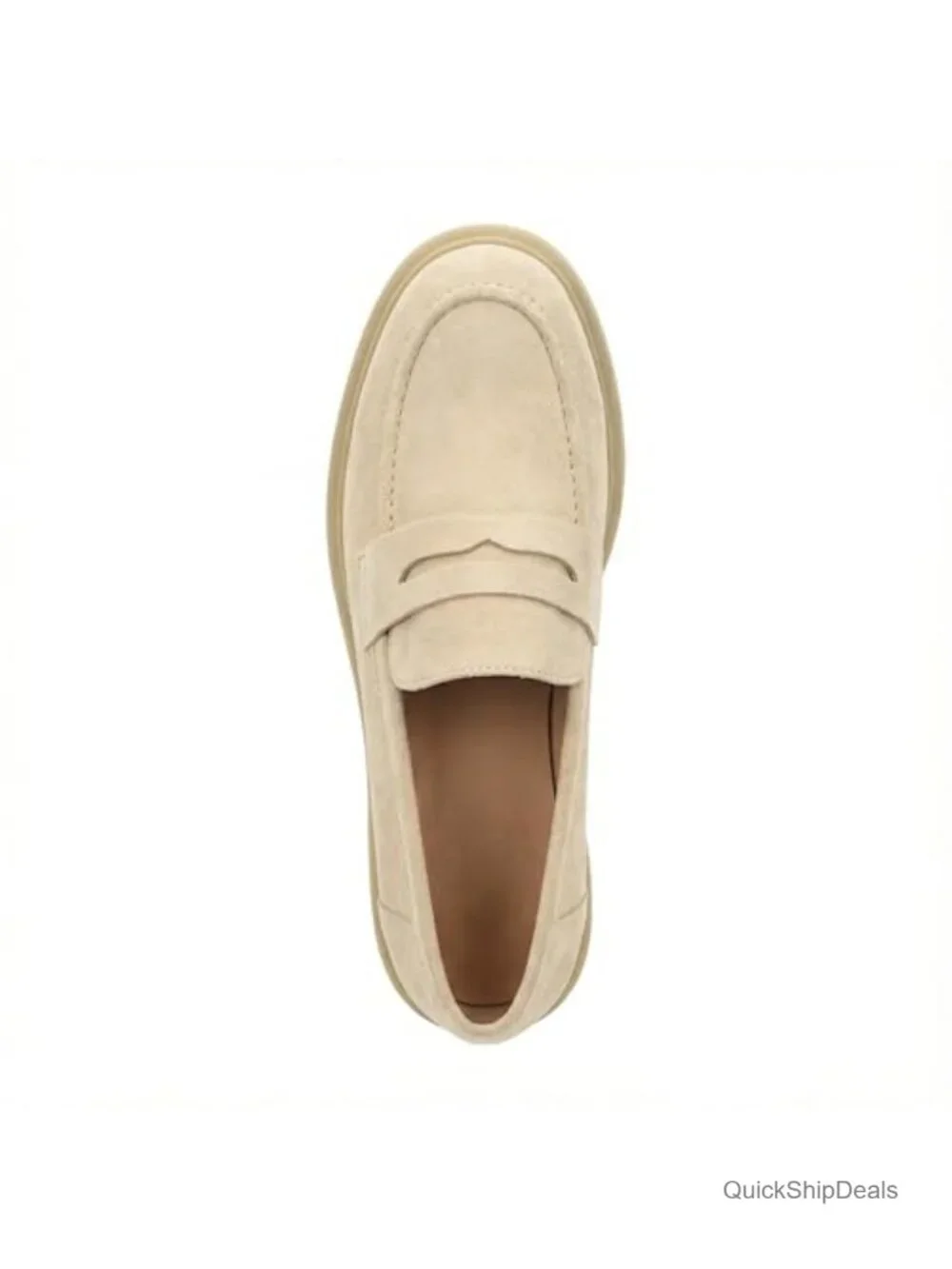 Women's Faux Suede Penny Loafers, Memory Foam Platform Slip Ons